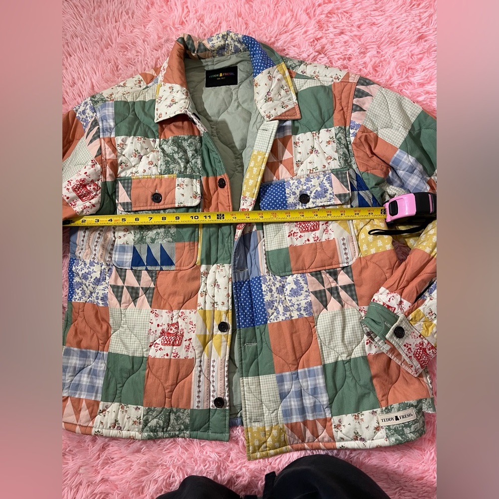 Teddy Fresh Patchwork Quilted Jacket Women’s Size XL Multicolor Cottagecore - Picture 4 of 7